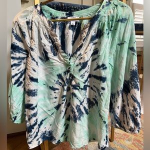 Crown & Ivy tie dyed v neck blouse.
